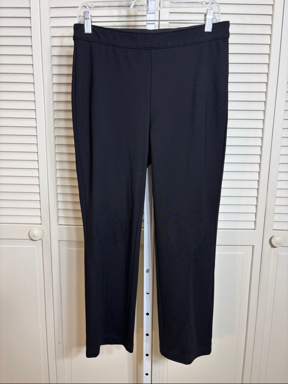 Kerri Rosenthal Straight-Leg Pull-On Ponte Pants with Heart Stitches Medium